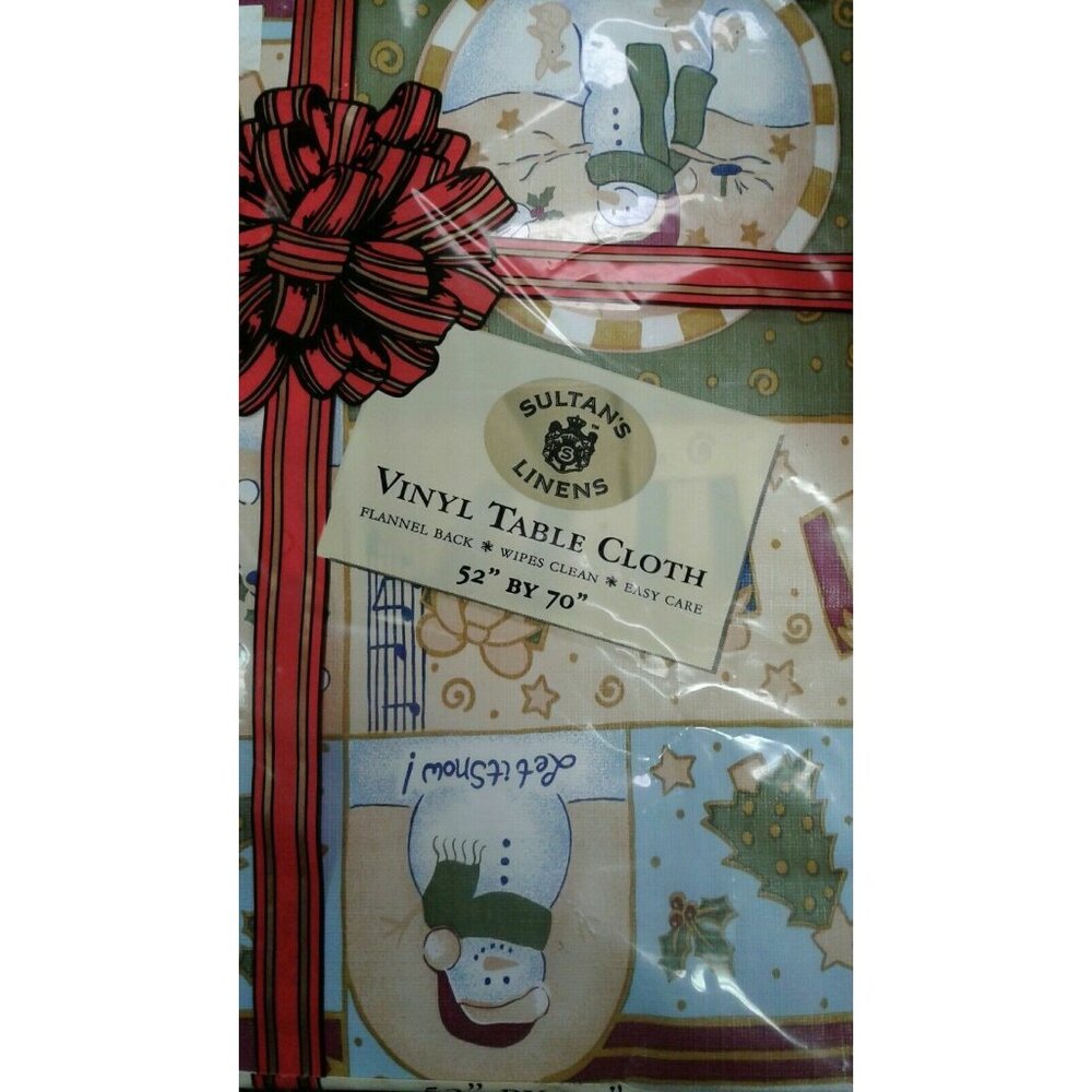 Sultans Linens 52" X 70" Tablecloth Christmas Holiday Vinyl Flannel Back NEW